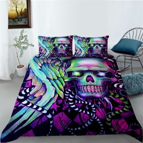 3D Printed Skull Printed Three-piece Home Textile Set (Option: style18-US Full 200*230)