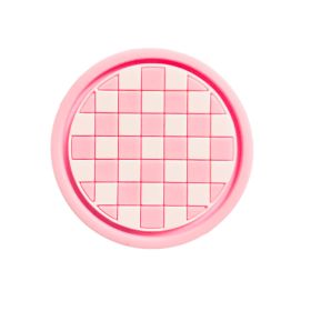 Cross-border Car Coaster A Large Number Of Spot Car PVC Heat Insulation Non-slip Mat Car Water Cup Mat (Option: Pink And White Plaid-1PC)