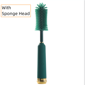 Electric Baby Bottle Brush Cleaning Tool Combination Suit Straw Silicone Pacifier (Option: Green-With Sponge Head)