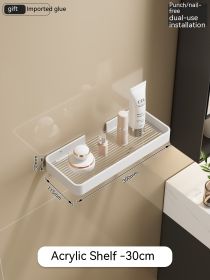Bathroom Storage Rack Bathroom Toilet Acrylic Face Washing Washstand Towel White Punch-free (Option: Single)