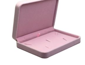 Flannel Jewelry Box Necklace Ring Earrings (Option: Pink Horizontal Open Mini Set-Set)