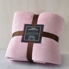Nap Travel Solid Color Flannel Thickened Blanket (Option: Pink-100x120cm)