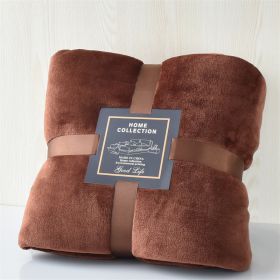 Nap Travel Solid Color Flannel Thickened Blanket (Option: Coffee-100x120cm)