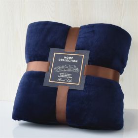Nap Travel Solid Color Flannel Thickened Blanket (Option: Dark Blue-100x120cm)