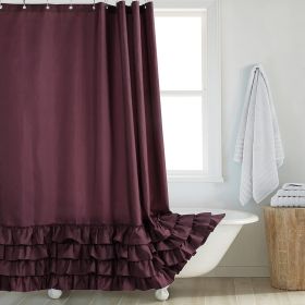 Fashion And Environment-friendly Polyester Fabrics Thickened Shower Curtain (Option: Coffee Big Lace-240CM Wide X183CM High)
