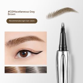 Waterproof Sweat-proof No Fading Smudging Natural Long Lasting Eyebrow Pencil (Option: 02 Fans Gray And Brown)