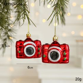 Christmas New Decorations Santa Claus Donut Camera Owl Red Shaped Decorative Small Pendant (Option: Camera2)