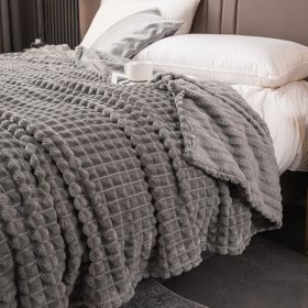 Milk Velvet Blanket Thickened Strip Cut Flower Flannel Blanket (Option: Cut Grid Light Gray-150 X200CM Cover Blanket)