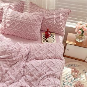Four-piece Bed Set Thickened Warm Milk Fiber (Option: Monet Purple Basic Style-150cm Bed Sheet Set Of 4)