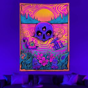 Luminous Psychedelic Tapestry Background Fabric (Option: Skull 6-150x 130cm)