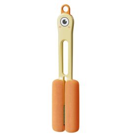 Four-in-one Cup Brush Long Handle Sponge (Color: yellow)