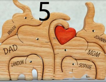 Wooden Zigsaw Puzzle Set Crafts (Option: 6 Elephants)
