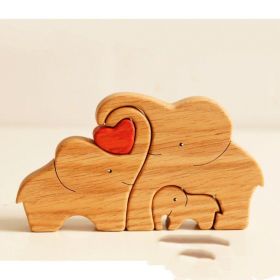 Wooden Zigsaw Puzzle Set Crafts (Option: 3 Elephants)