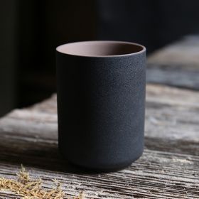 Japanese Style Coarse Pottery Large Water Glass (Option: Elegant Black-201 300ml)
