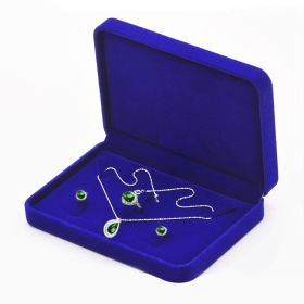 Flannel Jewelry Box Necklace Ring Earrings (Option: Royal Blue Horizontal Mini Set-Set)