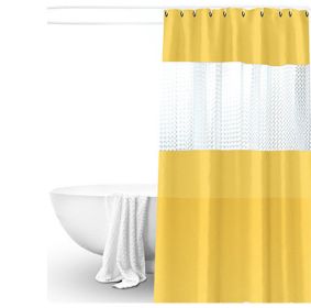 Splicing Translucent Waterproof Mildew Proof Bathroom Bath Shower Partition Curtain (Color: yellow)