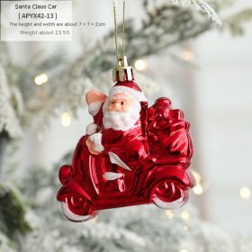 Christmas Decorations Ice Cream Snowman House Five-pointed Star Small Crutch Combination Ornaments (Option: Santa Claus Cycling Pendant2)