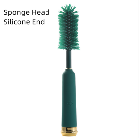 Electric Baby Bottle Brush Cleaning Tool Combination Suit Straw Silicone Pacifier (Option: Green-Sponge Head Silicone End)