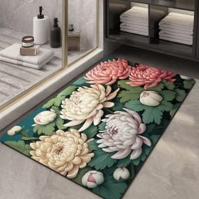 Soft Diatom Ooze Floor Bathroom Absorbent Bathroom Step Mat Quick-drying Non-slip Toilet Door Mat (Option: Three Dimensional Flower 17-40X60cm35mm)