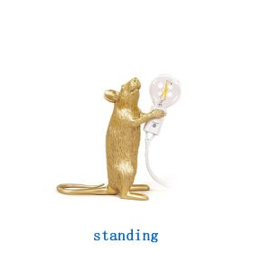 Creative Nordic Resin Mouse Table Lamp Desk LED Night Lights Small Mini Rat Desk Lamps (Color: gold)