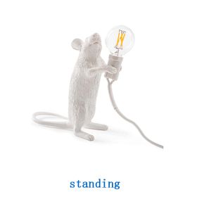 Creative Nordic Resin Mouse Table Lamp Desk LED Night Lights Small Mini Rat Desk Lamps (Color: White)