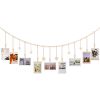 Home Decoration Photo Display Belt, Wooden Bead Chain, Photo Storage Hemp Rope String Beads Clip