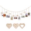 Home Decoration Photo Display Belt, Wooden Bead Chain, Photo Storage Hemp Rope String Beads Clip