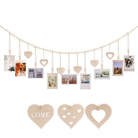 Home Decoration Photo Display Belt, Wooden Bead Chain, Photo Storage Hemp Rope String Beads Clip (Color: B)