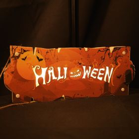 Halloween Sign for Front Door Welcome Sign Home Party Outdoor Wall Decor (Color: ORANGE)
