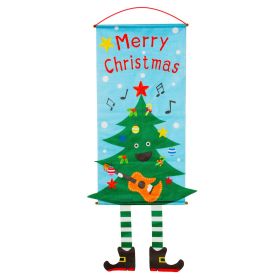 Christmas Flag Elf Snowman Cloth Hanging Cartoon Canvas Window Wall Decoration Supplies Scroll Flag (style: christmas tree)