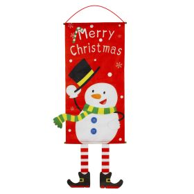 Christmas Flag Elf Snowman Cloth Hanging Cartoon Canvas Window Wall Decoration Supplies Scroll Flag (style: snowman)