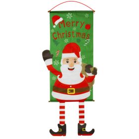 Christmas Flag Elf Snowman Cloth Hanging Cartoon Canvas Window Wall Decoration Supplies Scroll Flag (style: santa claus)