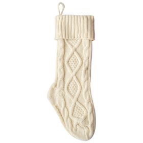 3 In 1 Large 46Cm Knitted Wool Home Wall Decoration Candy Bag Socks Diamond Gift Bag Socks Hanging Ornaments (Color: White)