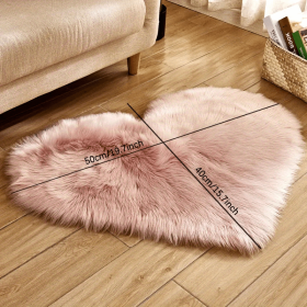 1pc Heart-Shaped Faux Sheepskin Area Rug - Soft and Plush Carpet for Home, Bedroom, Nursery, and Kid's Room - Perfect for Home Decor and Comfort (Color: pink)