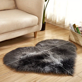 1pc Heart-Shaped Faux Sheepskin Area Rug - Soft and Plush Carpet for Home, Bedroom, Nursery, and Kid's Room - Perfect for Home Decor and Comfort (Color: Dark Gray)