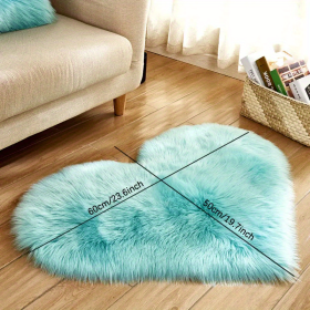 1pc Heart-Shaped Faux Sheepskin Area Rug - Soft and Plush Carpet for Home, Bedroom, Nursery, and Kid's Room - Perfect for Home Decor and Comfort (Color: Light Blue)