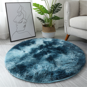 1pc, Non-Slip Plush Round Area Rug for Living Room and Kitchen - Soft and Durable Indoor Floor Mat for Home and Room Decor - 23.62 x 23.62 (Color: Tie-dye Sapphire Blue)