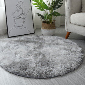 1pc, Non-Slip Plush Round Area Rug for Living Room and Kitchen - Soft and Durable Indoor Floor Mat for Home and Room Decor - 23.62 x 23.62 (Color: Tie-dye Light Gray)