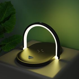 3 In 1 Foldable Wireless Charger Night Light Wireless Charging Station Stonego LED Reading Table Lamp 15W Fast Charging Light (Color: Black)