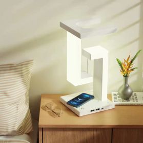 Creative Smartphone Wireless Charging Suspension Table Lamp Balance Lamp Floating For Home Bedroom (style: White wireless charging)