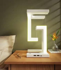 Creative Smartphone Wireless Charging Suspension Table Lamp Balance Lamp Floating For Home Bedroom (style: White classic)