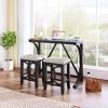 3-Piece Counter Height Dining Table Set with USB Port and Upholstered Stools