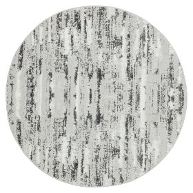Milano Washable Manhattan Silver Woven Round Area Rug (Color: as Pic)