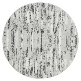 Milano Washable Manhattan Silver Woven Round Area Rug (Color: as Pic)