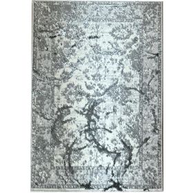 Penina Luxury Area Rug in Gray with Silver Circles Abstract Design (Color: as Pic)