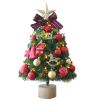 18IN/1.5FT Small Christmas Tree with 10FT Lights Table Top Mini Christmas Tree Artificial Flocked Xmas Decorations for Living Room Bedroom Office Shop