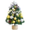 18IN/1.5FT Small Christmas Tree with 10FT Lights Table Top Mini Christmas Tree Artificial Flocked Xmas Decorations for Living Room Bedroom Office Shop