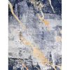 ZARA Collection Abstract Design Blue Gray Yellow Machine Washable Super Soft Area Rug