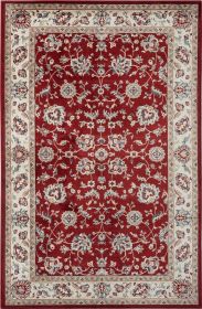 Stylish Classic Pattern Design Traditional Floral Filigree Bordered Area Rug (Color: Red|Ivory)