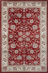 Stylish Classic Pattern Design Traditional Floral Filigree Bordered Area Rug (Color: Red|Ivory)